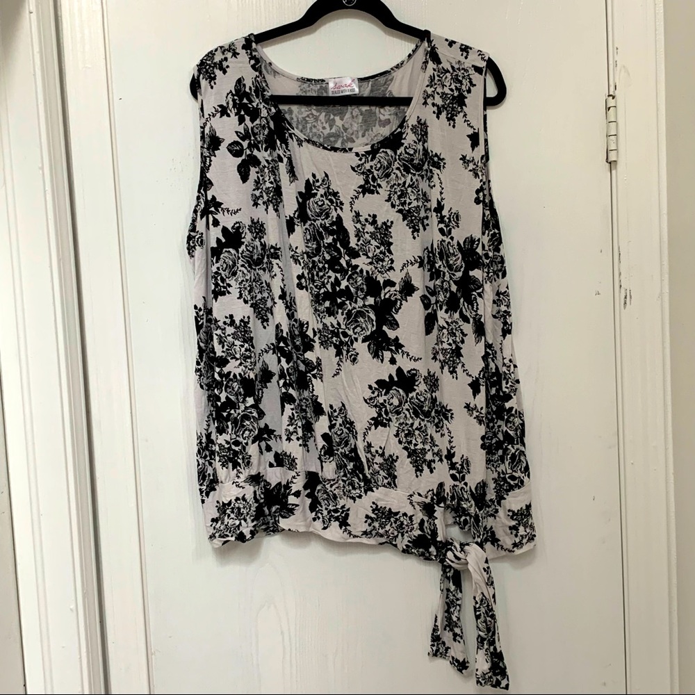 white with black flowers sleeveless top